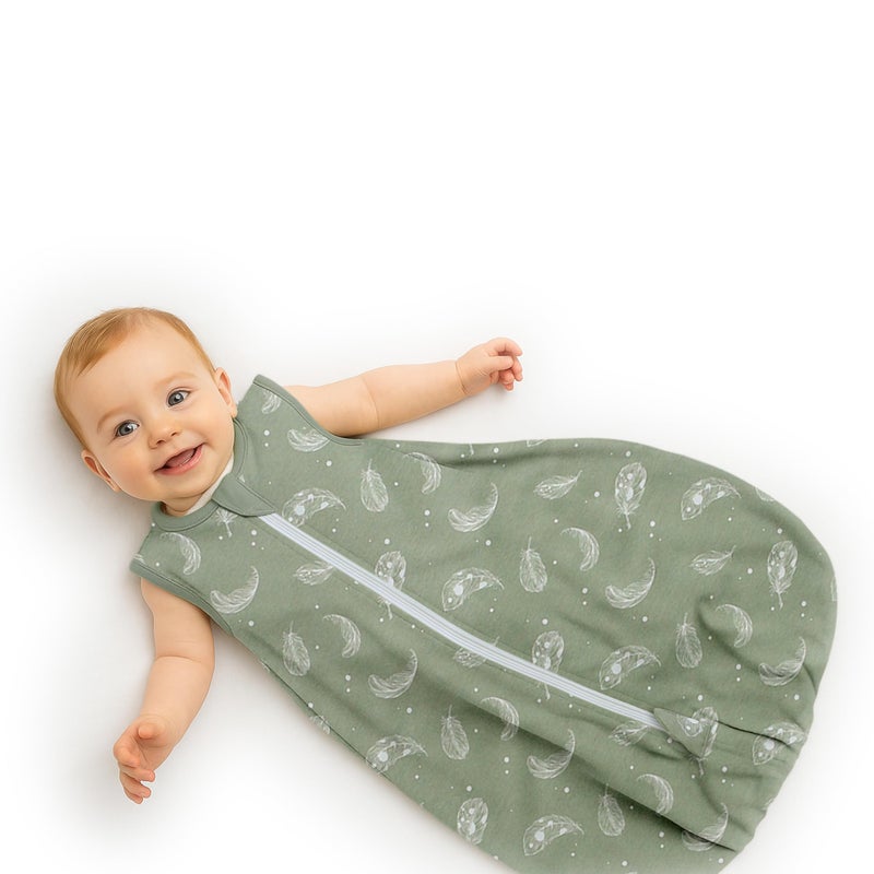 Owlivia Baby Organic Cotton 0.5 TOG Wearable Blanket-Light Sleeping Bag with 2-Way Zipper, Boys Girls Swaddle Transition Sleep Sack(0.5 TOG Feather Green, 3-12 Months) - Image 2